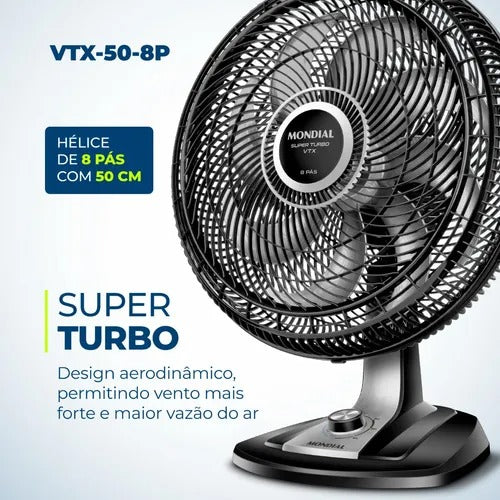 Ventilador De Mesa Mondial Vtx-50-8p Turbo 40cm 140w Loi Ventilador De Mesa Mondial Vtx-50-8p Turbo 40cm 140w Loi